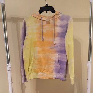 Vibrant Tie-Dye Hoodie Sweater - Yellow and Purple F53